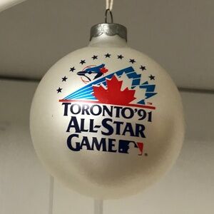 Vintage Toronto Blue Jays Glass Christmas Ball Ornament 1991All Star Game